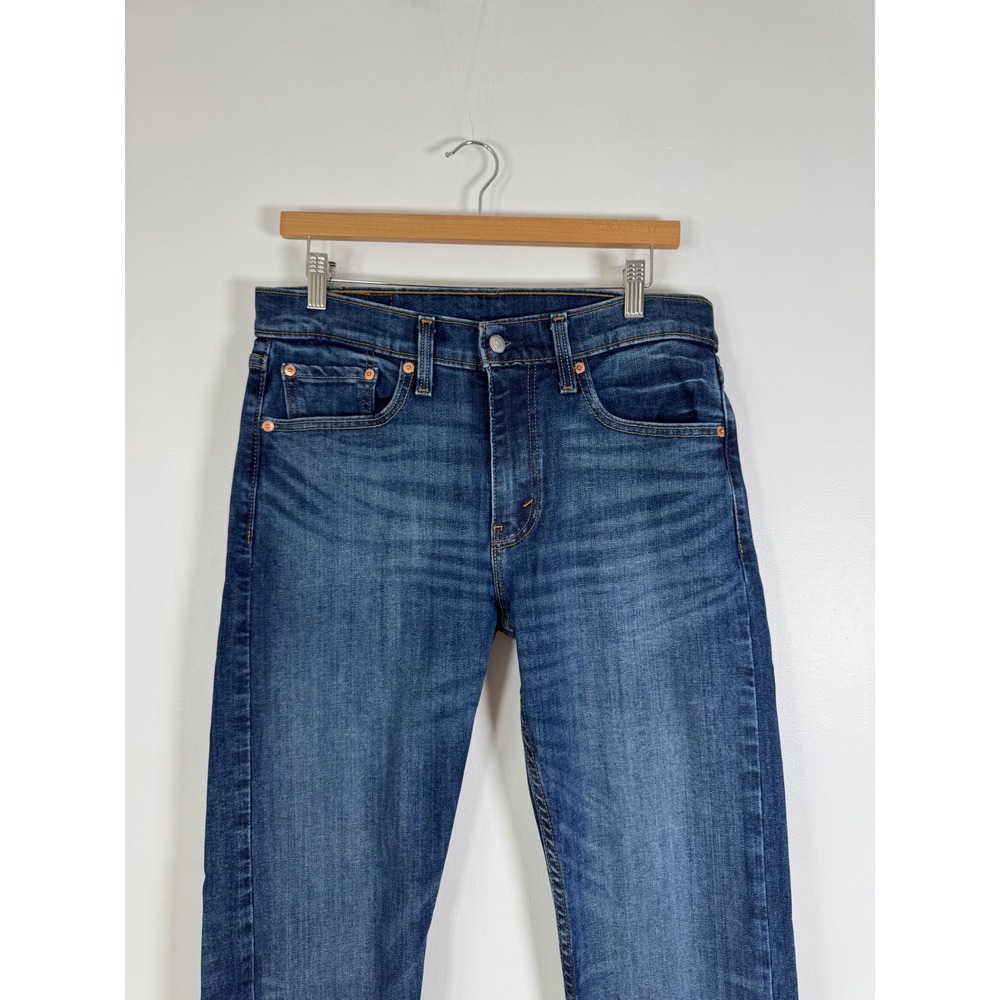 Classic Levi's 513 Mens 31x32 Slim Straight Jeans Blue Medium Wash Stretch Denim - Picture 9 of 10